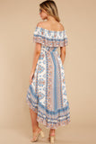 Take Your Time Ivory Floral Print Midi Dress