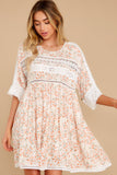 Enchanting Light Coral Floral Print Dress