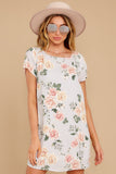 In The Garden Lavender Grey Floral Print Dress