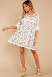 Enchanting Light White Floral Print Dress