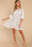 Enchanting Light White Floral Print Dress