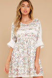 Enchanting Light White Floral Print Dress