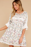 Enchanting Light White Floral Print Dress