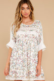 Enchanting Light White Floral Print Dress