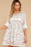 Enchanting Light White Floral Print Dress