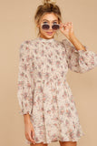 Passing Time Away Blush Floral Print Dress