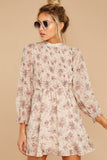Passing Time Away Blush Floral Print Dress