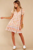 Magnetic Hearts Peach Multi Floral Print Dress