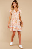 Magnetic Hearts Peach Multi Floral Print Dress