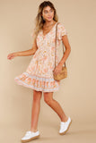 Magnetic Hearts Peach Multi Floral Print Dress