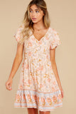 Magnetic Hearts Peach Multi Floral Print Dress