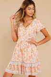 Magnetic Hearts Peach Multi Floral Print Dress