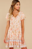Magnetic Hearts Peach Multi Floral Print Dress