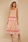 Swing Into Spring Peach Floral Print Maxi Dress