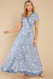 Taking A Chance Blue Multi Floral Print Maxi Dress