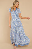 Taking A Chance Blue Multi Floral Print Maxi Dress