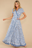 Taking A Chance Blue Multi Floral Print Maxi Dress