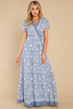 Taking A Chance Blue Multi Floral Print Maxi Dress