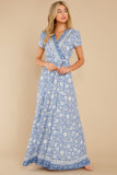 Taking A Chance Blue Multi Floral Print Maxi Dress