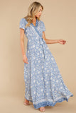 Taking A Chance Blue Multi Floral Print Maxi Dress