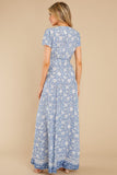 Taking A Chance Blue Multi Floral Print Maxi Dress