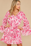 Hello Gorgeous Fuchsia Pink Floral Print Dress