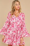 Hello Gorgeous Fuchsia Pink Floral Print Dress