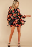 Smooth Mover Black Multi Floral Print Dress