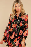 Smooth Mover Black Multi Floral Print Dress