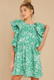 Luxury's Finest Green Floral Print Dress