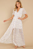 Work Of Art White Floral Print Maxi Dress