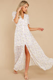 Work Of Art White Floral Print Maxi Dress