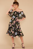 In My Dreams Black Floral Print Midi Dress