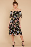 In My Dreams Black Floral Print Midi Dress