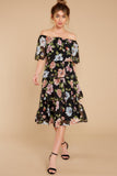 In My Dreams Black Floral Print Midi Dress