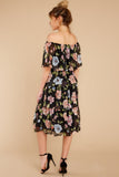 In My Dreams Black Floral Print Midi Dress