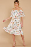 In My Dreams Ivory Floral Print Midi Dress