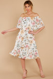 In My Dreams Ivory Floral Print Midi Dress