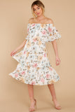 In My Dreams Ivory Floral Print Midi Dress