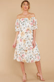 In My Dreams Ivory Floral Print Midi Dress