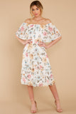 In My Dreams Ivory Floral Print Midi Dress