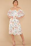 In My Dreams Ivory Floral Print Midi Dress