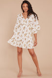 Catching Hope Ivory Floral Print Dress