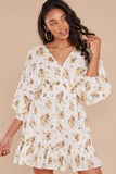 Catching Hope Ivory Floral Print Dress