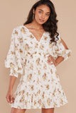 Catching Hope Ivory Floral Print Dress