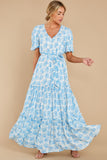 Light Hearted Charm Blue Print Maxi Dress