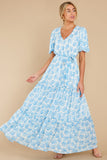 Light Hearted Charm Blue Print Maxi Dress
