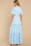 Light Hearted Charm Blue Print Maxi Dress