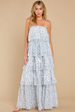 Keep It Up Blue Floral Print Maxi Dress