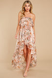 One Sure Way Blush Floral Print High-Low Dress